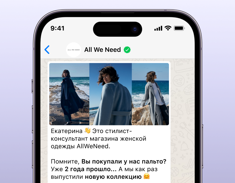 Пример реактивации в WhatsApp